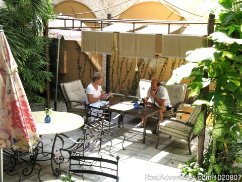 Guests relaxing at courtyard