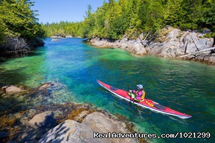 Kayaking through a narrow passage near God's Pocket | Sea Kayak Vacations & Whale Adventures in Baja/BC | Image #21/25 | 