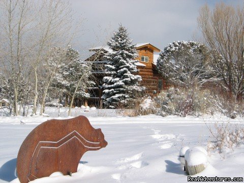 Log cabin in winter