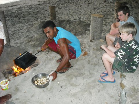 Popcorn making at the beach