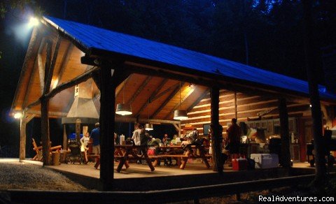 Group Pavilion with bandstand, firepit and kitchen