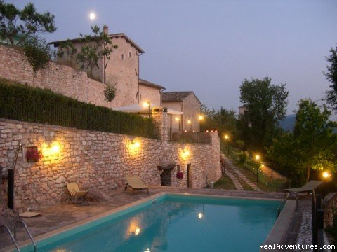 Dusk view of the swimming pool