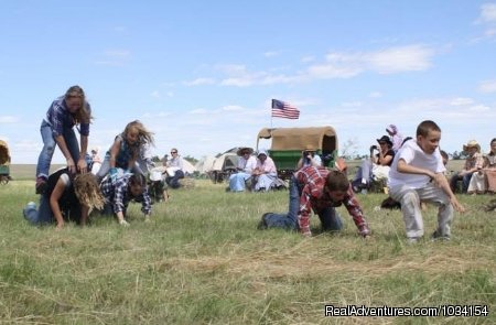 Old fashion family fun like leap frog race