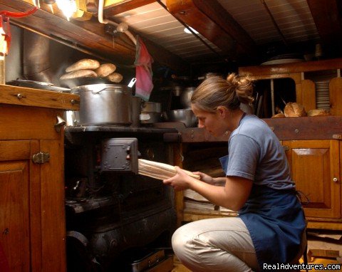 Our vintage wood cook-stove | Sail the Maine Coast on the Schooner Stephen Taber | Image #5/7 | 