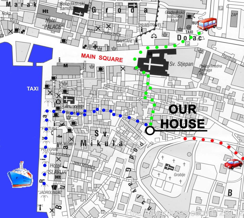 Hvar direction map | Hvar Accommodation-Guesthouse Zakaria | Image #5/5 | 