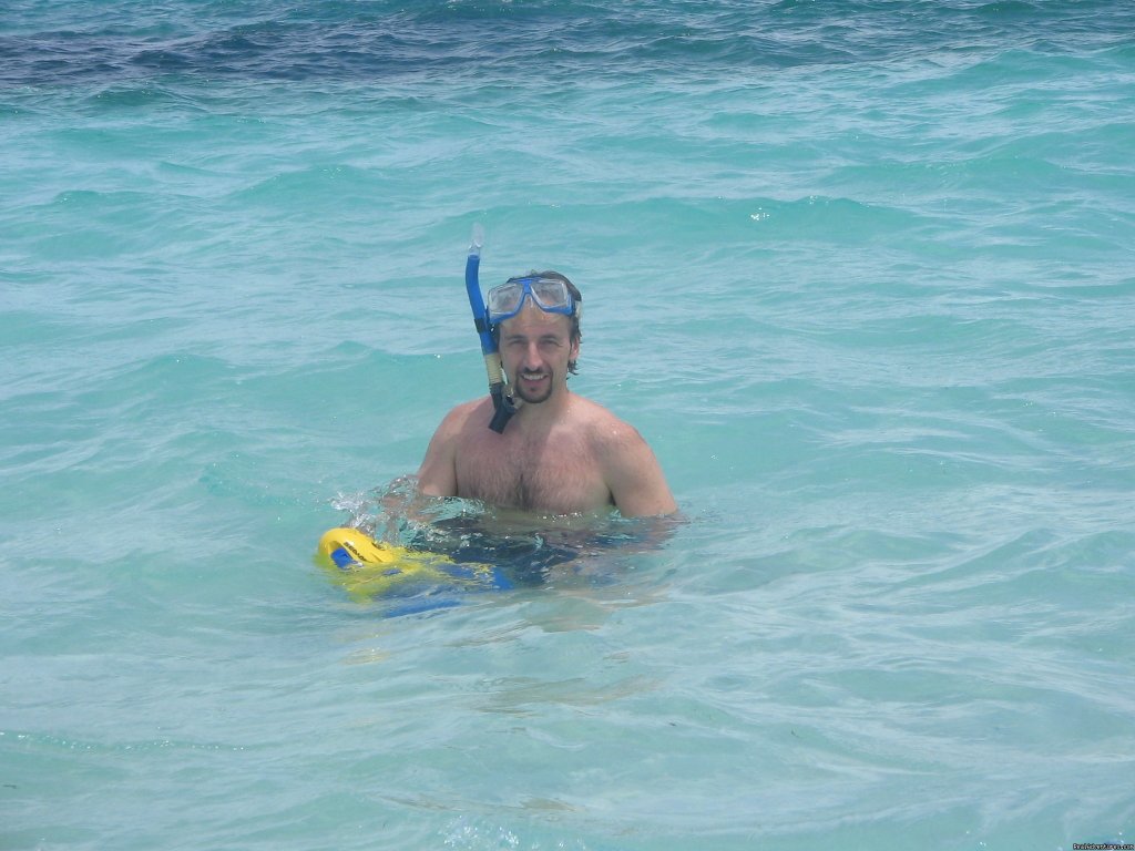 Snorkling with a Sea Scooter Use included in Cottage Rental | Exuma Blue-Ocean View  from Jaccuzi Tub in Bedroom | Image #16/20 | 