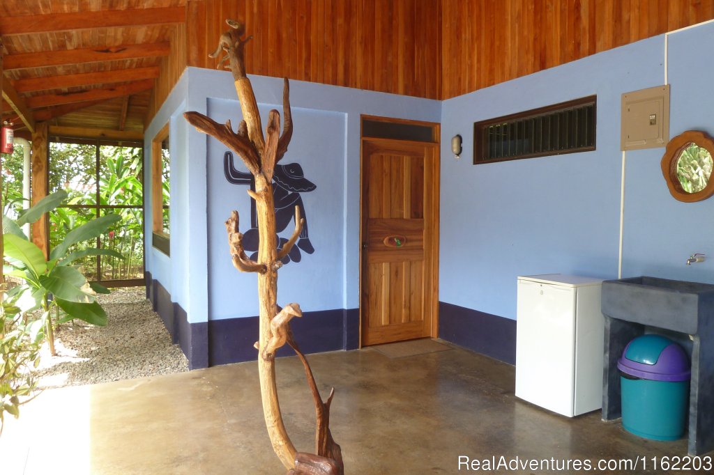 Queen Rooms Entrance Door + Fridge | Hotel Sueno Celeste, your B&B close to Rio Celeste | Image #8/24 | 