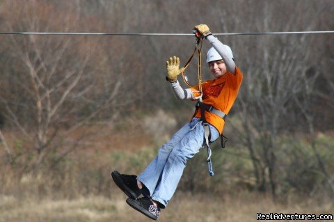 Happy zip liner | Zip Line Adventures in Canton, Texas | Image #3/4 | 