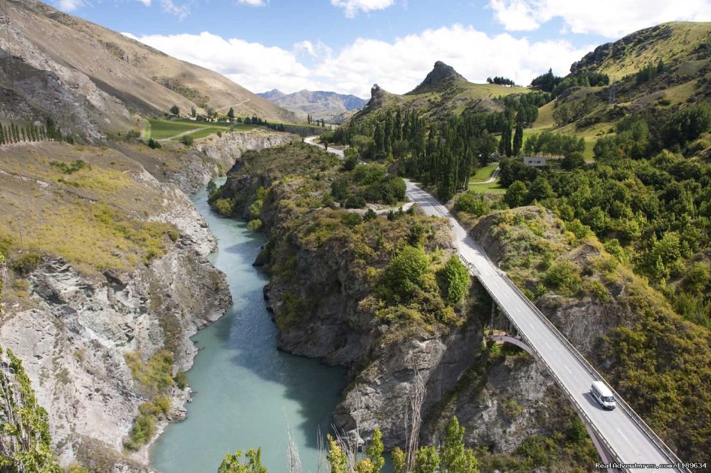 Wine Trail Vehicle Viewed From Chard Farm Winery | Queenstown Wine Trail - wine tours New Zealand | Image #4/7 | 