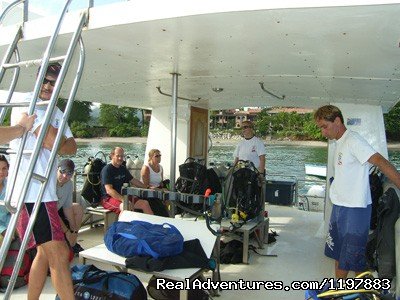 spacious Catamaran dive boat, costa rica | Scuba Diving In Costa Rica With Bill Beard | Image #11/23 | 