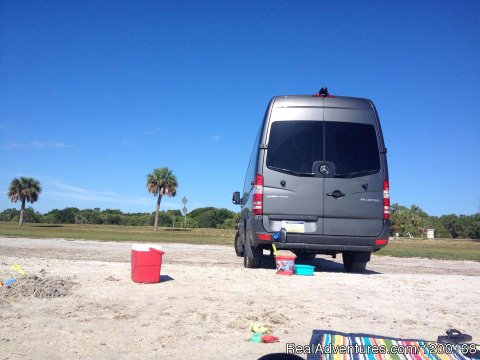 Ride to the beach in luxury in a Mercedes Sprinter Van