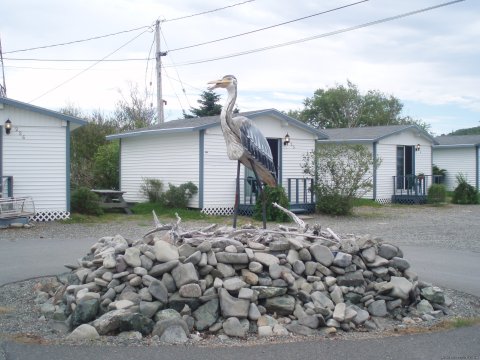 Heron with Chalets in background