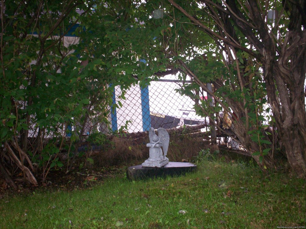 Praying angel in the corner garden | Burgeo Haven Inn on the Sea Bed & Breakfast | Image #4/16 | 