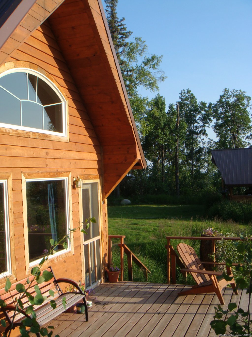 Sultana Cottage - mountainside deck | Private Denali View Lodging in Talkeetna Alaska | Image #4/7 | 