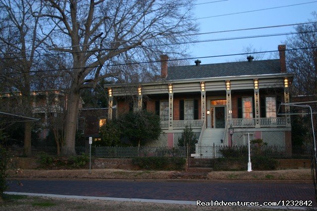 Corners Mansion Inn, Lit Pierced Columns in Front | The Corners Mansion -  A Bed And Breakfast Inn | Vicksburg, Mississippi  | Bed & Breakfasts | Image #1/19 | 