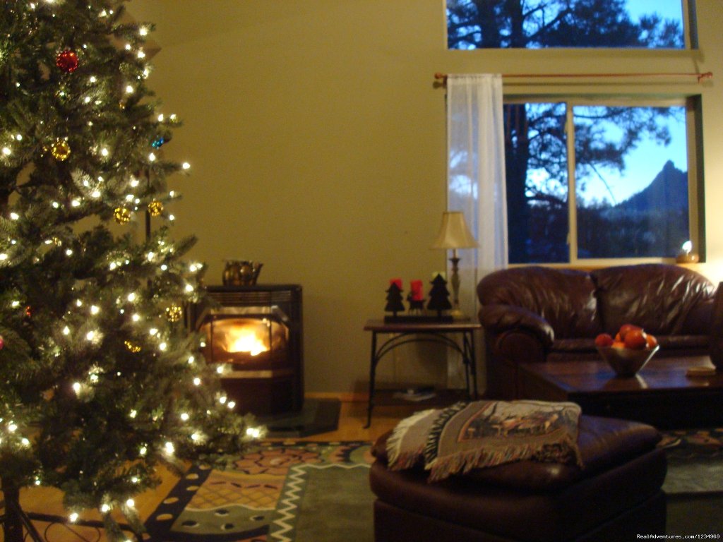 Enjoy the warmth of the pellet stove | Pikes Peak Retreat In Pikes National Forest | Image #9/26 | 