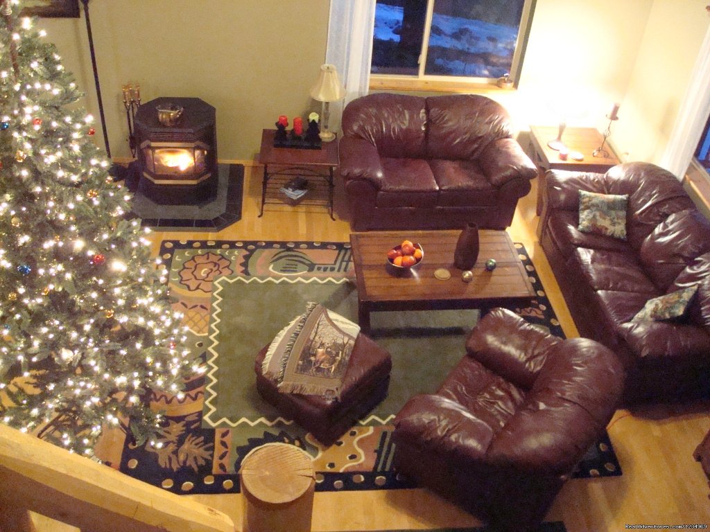 Living Room: view from the loft. | Pikes Peak Retreat In Pikes National Forest | Image #3/26 | 