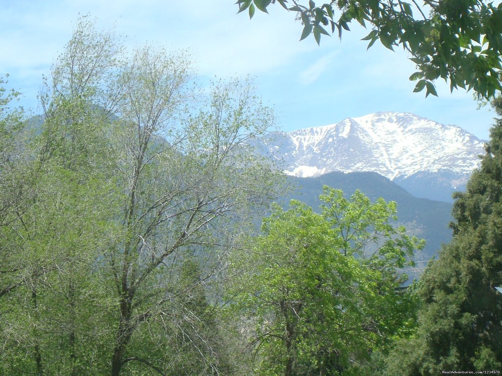 Great View of Pikes Peak from the front porch | Pikes Peak Cottage By Garden Of The Gods: Mnt View | Colorado Springs, Colorado  | Vacation Rentals | Image #1/26 | 