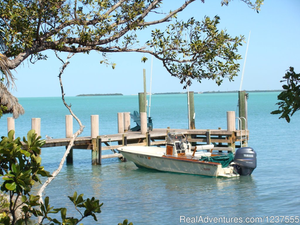 Dock with 19' Boston Whaler | Seabird Key, Private Island,  Sandy beach & boat | Image #2/24 | 