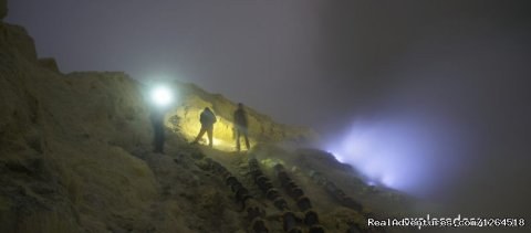 Blue Flame at Kawah Ijen Volcano, Indonesia