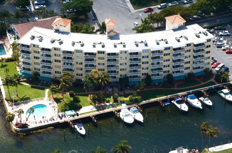 Aerial view of marina