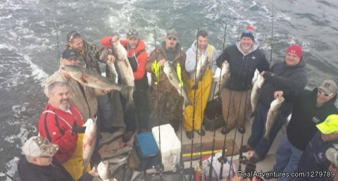 Incredible Striped Bass fishing with many happy faces.