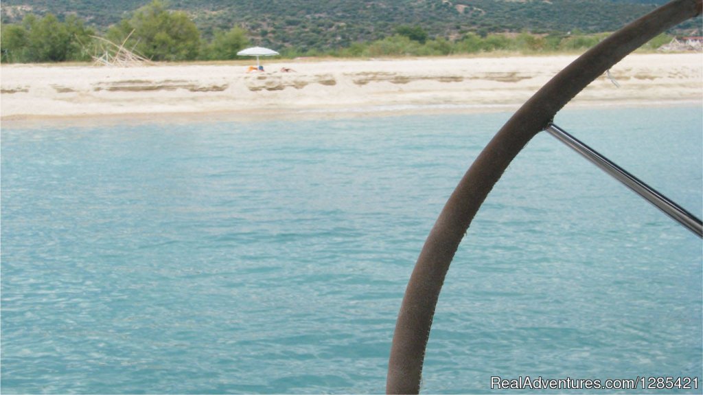 Halkidiki beach from sailing yacht | Halkidiki Sailing Boat Day Trips & Tours | Neos Marmaras, Greece | Sailing | Image #1/5 | 